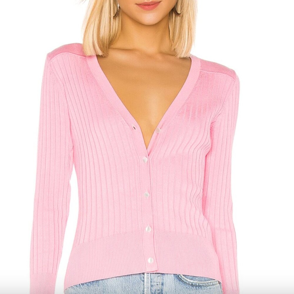 525 America Rib Cardi Seashell Pink Size Small
